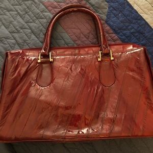 Vintage Genuine Eelskin purse 7.5 by 12 inches lots of internal compartments